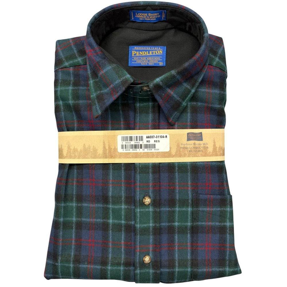 Pendleton Lodge Shirt Mens M Green MacTaggart Tartan Plaid Wool Button Down NWT